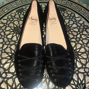 Amalfi Women's Black Loafers with Lace Detail